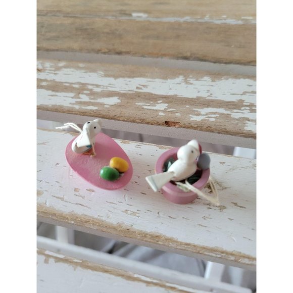 Vintage wooden bird ornament egg Easter Xmas tree - Picture 3 of 6